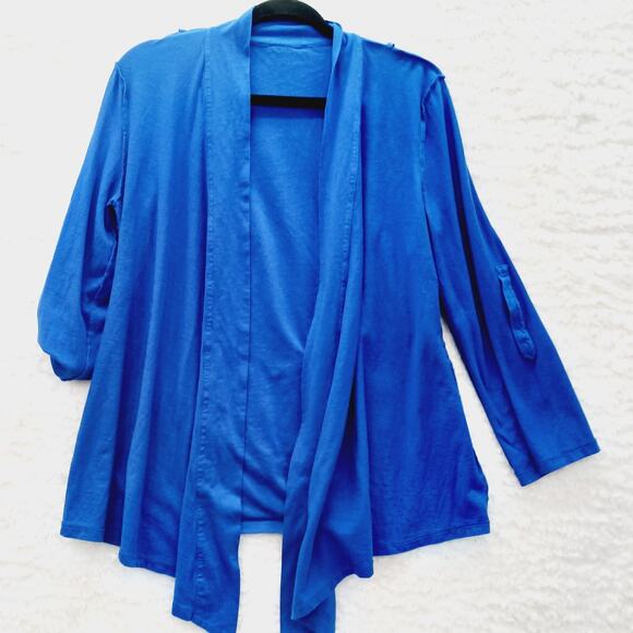 Kimono Chaus Open Cardigan Royal Sharkbite Drape Whimsycore Fairy Coastal Size L - Picture 12 of 15